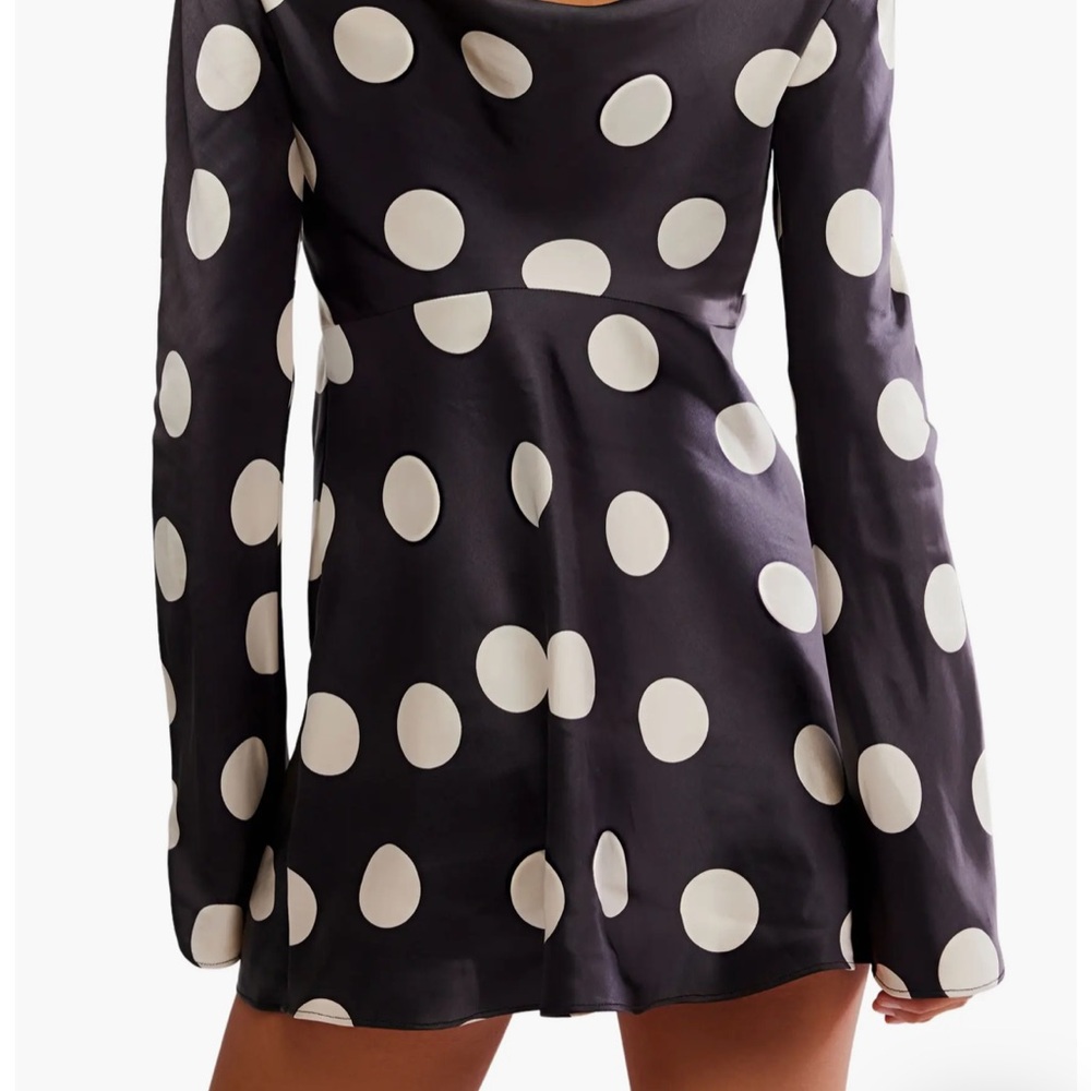 Free People Tigre Polka Dot Long Sleeve Satin Minidress